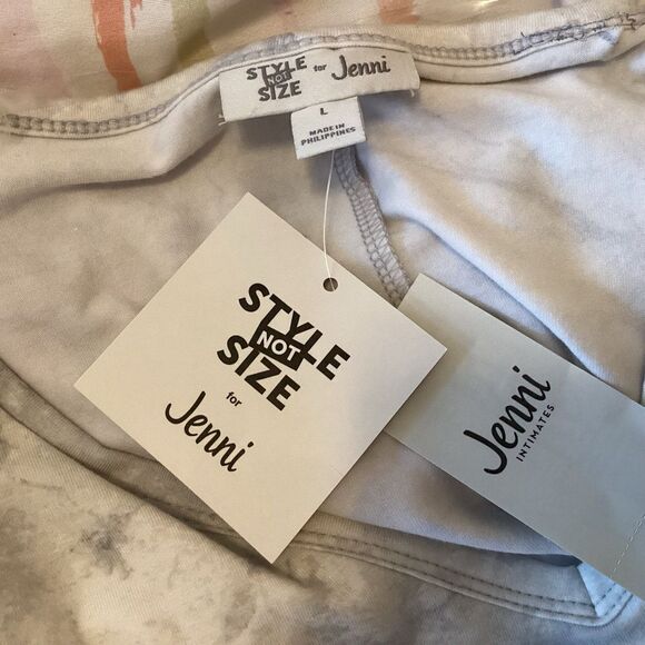 NWT. Jenni Brand Women’s Size L Short Sleeve PJ Top in Marled Grey Print - Picture 8 of 12